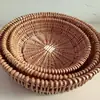Cesta de Bambu para Pão no Vapor Cesta Redonda para Pão Cesta de Mesa para Nozes e Frutas Cesta de Vime Europeia para Armazenamento de Vegetais e Ovos na Cozinha