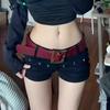 Shorts Jeans Retos de Cintura Baixa Pretos Ultracurtos para Mulheres, Novo Estilo Moderno e Versátil, Rebites Cobrindo o Quadril, Hot Pants Sexy para Garotas Quentes