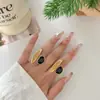 Diseño Francés Anillo de Cristal de Té Negro Natural con Forma Especial para Mujer Joyería de Lujo Accesible de Nicho Anillo Abierto para Dedo Índice Elegante