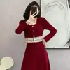 Traje de Dos Piezas Estilo Tweed 2025 para Mujer, Elegante Retro Francés, Ropa de Trabajo, Vestido de Dos Piezas Versátil para el Día a Día