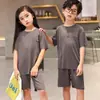Pijama Infantil, Shorts de Seda Gelada de Manga Curta para Meninos, Conjunto de Roupa de Casa de Verão Fina para Crianças Maiores, Roupa de Ar Condicionado para Crianças