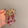 Pendientes de Borla de Uva de Flor de Aguja Plateada Estilo Bosque Tachuelas de Moda Pendientes de Lujo Ligero de Gama Alta con Sentido de Diseño Nicho