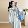 Conjunto de Moda Otoño 2026 para Maternidad: Conjunto de Dos Piezas: Sudadera de Manga Larga para Principios de Otoño y Pantalones Anchos para Primavera/Otoño