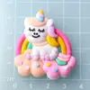 Acessórios de unicórnio arco-íris de borracha macia, acessórios de grampo de cabelo de PVC, patch de emblema para roupas DIY, chapéu