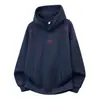 Han Lu Sudadera con Capucha de Textura Pesada Bordado de Letras Estilo High Street Americano para Hombre Otoño Marca de Tendencia Sudadera con Capucha Casual