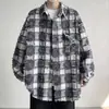 Chaqueta Cuadros Estilo Americano Holgada High Street Inspirada en Chanel para Parejas, Camisa Casual a Cuadros con Flecos de Manga Larga de Moda