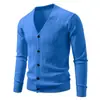 Exportação Transfronteiriça Novo Tricô Casual Masculino Moda Torcido Solto Decote V Cardigã Suéter Jaqueta Top Masculino