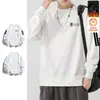 Sudadera para hombre 2025 otoño estilo americano holgada manga larga cuello redondo forrada de polar ropa deportiva pullover moderna chaqueta pesada versátil