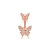 Adornos de ombligo de flor de mariposa caliente transfronterizos con circonita circonita nuevo cobre incrustado con circonita clavado venta directa de comercio exterior fábrica mayorista
