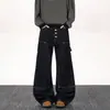 Jeans de brim lavado com aspecto desgastado para comércio exterior transfronteiriço para homens e mulheres, calças retas para primavera e outono, estilo solto com vibe high street europeia e americana, calças compridas
