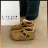 Zapatos Boken de suela gruesa con tacón oculto de cobertura total para mujer 2026 nuevo otoño/invierno planos sin cordones forrados de felpa versátiles zapatos cálidos