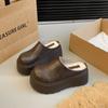 Daily Joker Soft Sole Not Tired Feet Baotou Feminino 2024 Outono/Inverno Novo forro de lã Quente e Confortável Outwear Mao Mao Sapatos