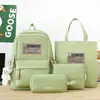 Mochila para Secundaria para Niña Nueva Tela Oxford Gran Capacidad Estilo Coreano Estilo Universitario Mochila de Cuatro Piezas para Estudiantes de Primaria