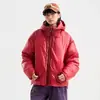 Chaqueta de Plumas para Hombre Color Puro Estilo Holgado Marca de Moda High Street Engrosada Resistente al Frío y Cálida Chaqueta de Invierno con Doble Cremallera y Capucha