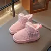 Botas de Neve Infantis para Meninas 2026 Novo Inverno Plus Veludo Quente Sapatos de Algodão Menina Laço Princesa Antiderrapante Botas de Algodão