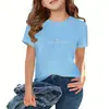 Top de Manga Corta Suelto con Cuello Redondo, Estilo Coreano, de Marca de Moda para Niños Mayores, Camiseta de Algodón Puro a la Moda de Manga Corta para Niñas, a Juego con Padres e Hijos