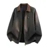 Chaqueta de Cuero PU Vintage para Hombre, Chaqueta de Cuero Corta Ajustada Estilo Air Force, Abrigo de Cuero Estilo Americano Tallas Grandes, Nuevo Modelo Primavera y Otoño