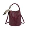Bolso de Cubo Tejido de Estilo Casual Retro Trendy Transfronterizo Color Sólido Nicho Combinable Bolso Bandolera para Mujer para Ir al Trabajo