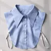 Nova Camisa Listrada Gola Falsa Feminina Versátil Gola Falsa Outono Inverno Camisa Gola de Renda Fabricante Transfronteiriço de Alto Padrão Atacado