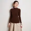 Nuevo suéter de cachemira 100% de cuello medio para mujer, suéter de punto tipo pullover base de cachemira pura, corte ajustado y favorecedor