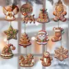 Adornos para Árbol de Navidad Decoraciones de Pan de Jengibre Adornos de Navidad Invierno Lindo Reno Copo de Nieve Papá Noel Adornos de Madera