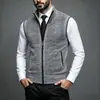 Cardigan Masculino Outono Inverno Colete Tricô Engrossado Mais Veludo Gola Alta Capa Sem Mangas Suéter Colete Jaqueta
