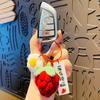 Llavero de fruta tejida a crochet de felpa creativo Baya preocupada llavero de llave de coche Caqui colgante para mochila escolar de estudiante venta al por mayor