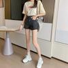 Shorts de mezclilla para mujer 2024 Verano Nuevo estilo Estilo Harajuku Lavados Cintura alta Diseño slim Borde crudo Pantalones de pierna ancha Pantalones calientes