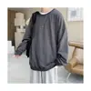 Suéter masculino de primavera gola redonda cor sólida estilo Hong Kong solto estilo estudante estilo coreano versátil estilo preguiçoso suéter da moda