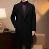 Ropa de Abrigo de Lana Doble Cara para Hombre en Otoño e Invierno Moda Casual Cuello de Solapa Longitud Media Forro de Plumas Ropa de Abrigo de Lana para Hombre