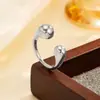 Anillo Abierto de Acero Inoxidable Roscado en Forma de Corazón Dulce y Fresco Transfronterizo Europeo y Americano para Mujer, Joyería de Anillo Personalizado Estilo Ins Flor de Lava