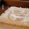 Pulsera de Flor de Peonía de Plata Pura 999 de Fu, Nuevo Estilo Chino, Brazalete de Plata Sencillo y Elegante para Mujer, Venta al por mayor 33g