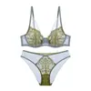 Popular transfronteiriça francesa sexy lingerie ultrafina retrô cor contrastante renda sutiã peito grande pequeno conjunto de lingerie sexy