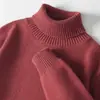 Suéter 100% Lana Otoño e Invierno para Hombre Cuello Alto Engrosado Suéter Holgado Casual Juvenil de Punto Base Pulóver Talla Grande