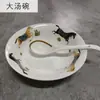 Jingdezhen Cerámica Vajilla Aima Cuenco Flor Plato Plato Hueso Porcelana Juego Hogareño Cuenco Arroz Cuenco Sopa Plato Vajilla Plato Comida Occidental