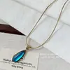 Colar com Pingente Gota de Água Azul Safira Personalidade Retro Vintage Nicho Cool Moda Choker Único