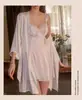 Sexy Camisón de Verano para Mujer con Acabado de Lujo, Estilo Pura Pasión para Bustos Pequeños, con Copas en el Pecho, Camisola de Encaje de Seda Helada, Ropa de Casa