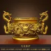 Quemador de incienso de latón puro Kowloon Quemador de incienso Doble Dragón Quemador de incienso de doble oreja Adornos Hogar Sala de Buda Enchufe de incienso Quemador de incienso de dragón extragrande