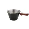 Mango de Madera de Haya Taza Medidora para Espresso Italiano Acero Inoxidable con Escala Jarra Pequeña para Leche Taza Receptora de Extracción de Líquido de Café