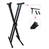 Suporte Eletrônico para Piano de Prateleira em X de Tubo Duplo Suporte para Piano Elétrico Camada Dupla Robusta para Teclado de 61 Teclas 88 Teclas Suporte Alto para Piano Suporte para Guzheng