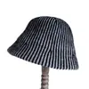 Sombrero de Cubo Rayado Texturizado de Alta Gama para Mujer, Sombrero de Pescador de Mezcla de Lana para Otoño e Invierno, Sombrero de Punto de Moda, Sombrero Cloche Versátil