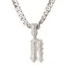 Corrente Cubana Cheia de Diamantes Estilo Hip-Hop Europeu e Americano Pingente de Letra R em Inglês Colar Personalizado Colar Tendência para Homens para Boate