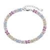 Joias de Fábrica 2025 Novo Prata Esterlina S925 Diamante Colorido Pulseira Mulheres Super Brilhante Corrente Tênis Pulseira de Zircônia Colorida Transfronteiriça