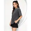 Camiseta de manga corta de algodón puro de peso pesado estilo americano para mujer, nuevo modelo de verano, efecto de lavado batik vintage, corte holgado, adelgazante, rosa