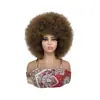 Peruca Afro Transfronteiriça, Peruca Afro Brasileira Cacheada Preta, Aplique de Cabelo Cacheado Curto, Volumosa, Unissex, Fabricante Atacadista em Estoque