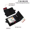 Funda Antirrobo para Tarjetas RFID Caja de Aluminio Antimanética Ranura para Múltiples Tarjetas Portatarjetas Cuero de Microfibra Cartera para Hombre Portatarjetas Portadocumentos