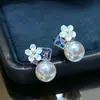 Acessórios DIY Prata de Lei S925 Diamante Azul Pérola de Alto Padrão Base para Brinco Estilo Fresco Acessório para Brinco Base de Prata 7-8mm