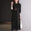 Vestido de Encaje Nuevo Otoño 2026 Tallas Grandes Vestido de Suéter Artístico Largo Delgado Holgado para Mujeres Jóvenes Tallas Grandes