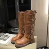 Hebilla de Cinturón Tacón Grueso Botas de Combate para Mujer 2026 Otoño Nuevo Estilo Botas Largas Hasta la Rodilla Botas Vaqueras Botas de Moda de Caballero