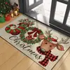 Tapetes de Chão de Natal Transfronteiriços Papai Noel Boneco de Neve Veludo de Cristal Tapete Estampado Cozinha Tapetes Antiderrapantes Tapetes Absorventes